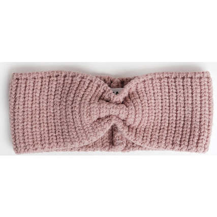 Chunky Ribbed Knit Elasticized Headband, Ash Rose - Headbands - 1