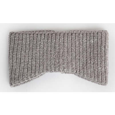 Chunky Ribbed Knit Elasticized Earband, Grey - Headbands - 1