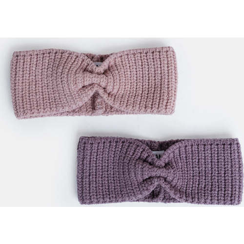 Chunky Ribbed Knit Elasticized Headband, Purple - Headbands - 4