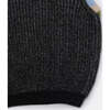 Chunky Ribbed Knit Crew Neck Sleeveless Wide Boxy Fit Tank Top, Black Melange - Tank Tops - 3