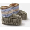 Chunky Ribbed Knit Anti-Grip Sole Slip-On Slippers, Olive & Multicolors - Slippers - 3