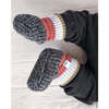 Chunky Ribbed Knit Anti-Grip Sole Slip-On Slippers, Black Melange & Multicolors - Slippers - 4