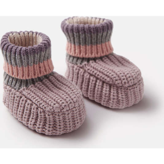 Chunky Ribbed Knit Anti-Grip Sole Slip-On Slippers, Ash Rose & Multicolors