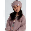 Chunky Ribbed Cotton Knit Pom Pom Beret, Ash Rose - Hats - 2