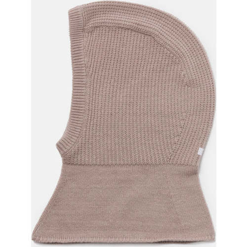 Chunky Ribbed Cotton Knit Elastic Fit Balaclava, Ash Rose - Balaclavas - 1