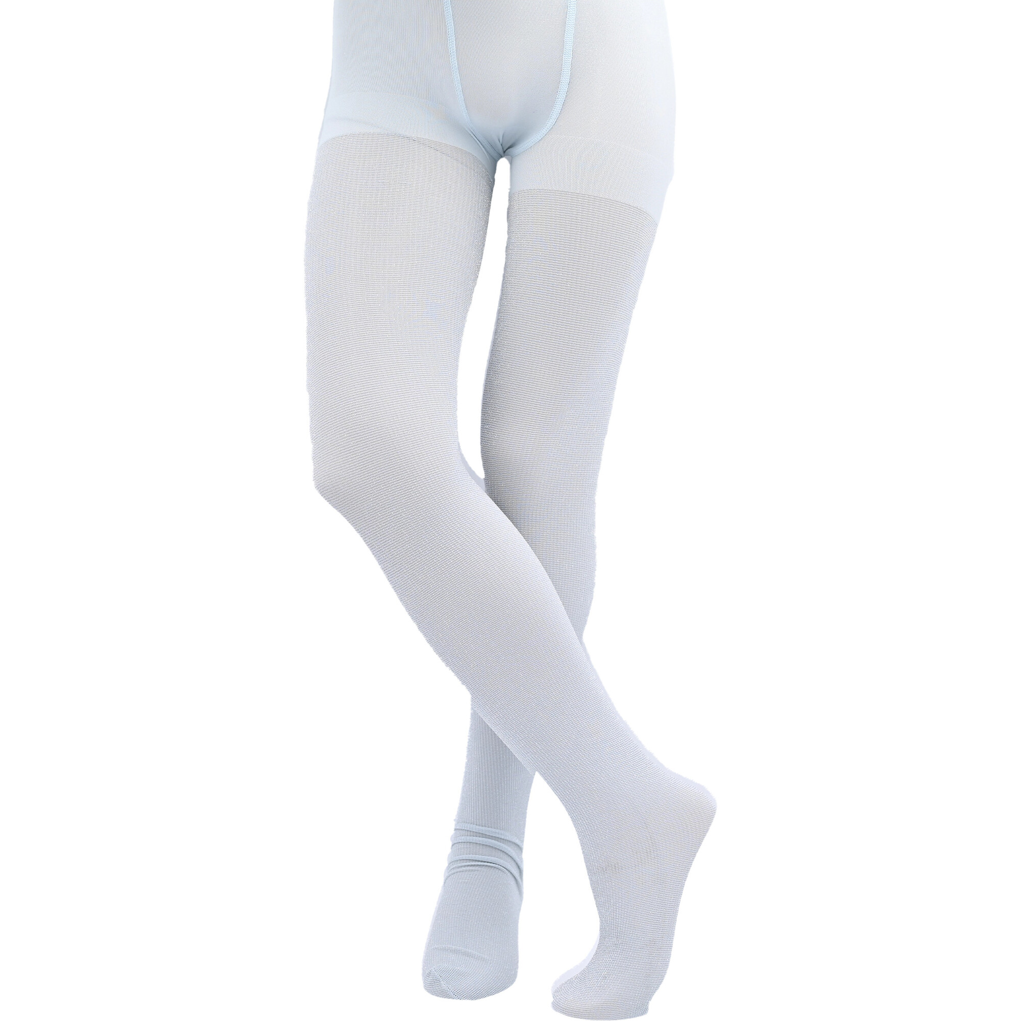 Sparkled Cotton Tights, Silver - Tights - 1