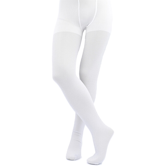 Sparkled Cotton Tights, White