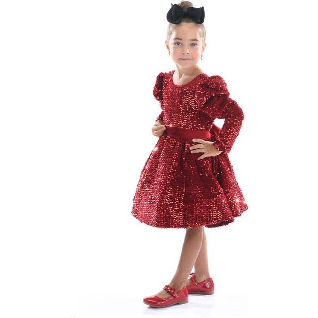 Merribrook Sequin Bow Dress, Red - Dresses - 2