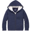 Teddy Fleece-Lined Zip Hoodie, Heather Navy - Jackets - 1 - thumbnail