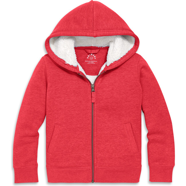 Teddy Fleece-Lined Zip Hoodie, Heather Cherry