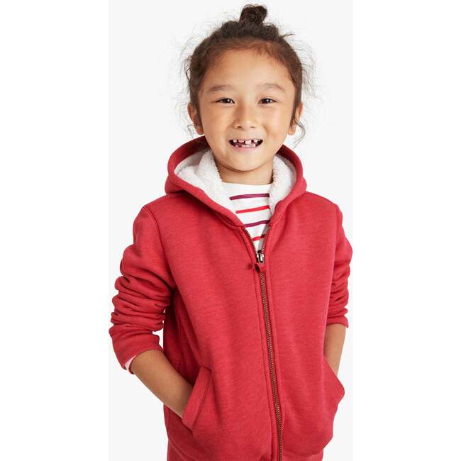 Teddy Fleece-Lined Zip Hoodie, Heather Cherry - Jackets - 2