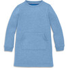 Cozy Fleece Sweatshirt Dress, Heather Vintage Blue - Dresses - 1 - thumbnail