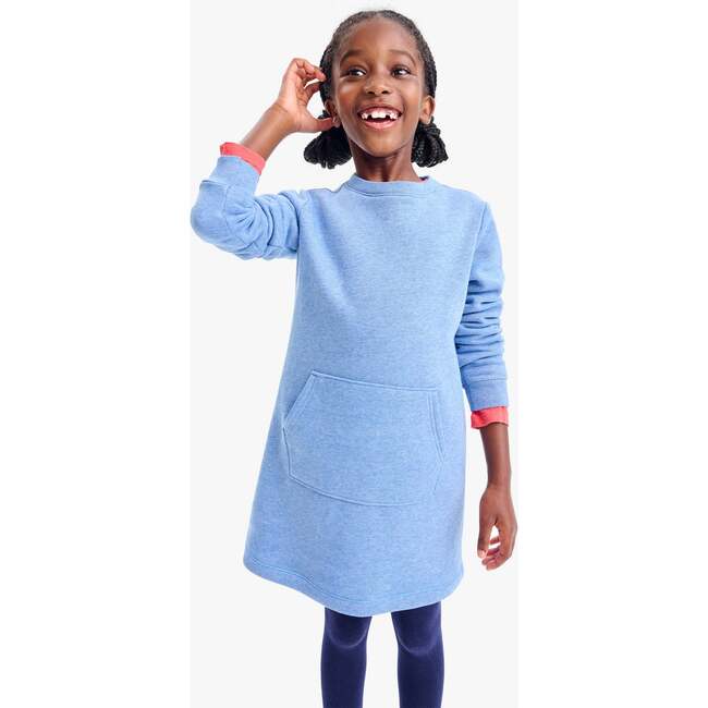 Cozy Fleece Sweatshirt Dress, Heather Vintage Blue - Dresses - 2