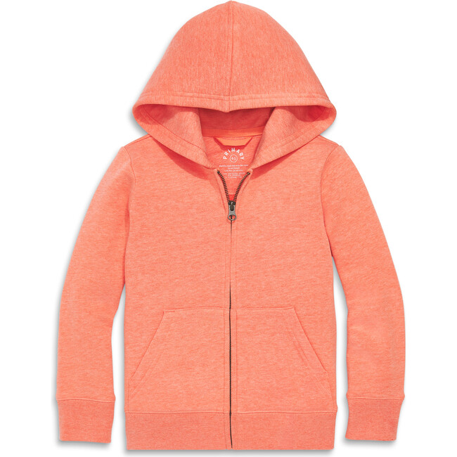 Cozy Fleece Zip Hoodie, Heather Clementine