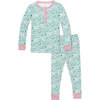 North Pole Two Piece Kids Henley Pajamas, Evergreen Multi - Pajamas - 1 - thumbnail