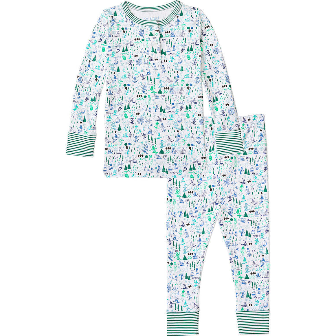 Apres Ski Two Piece Kids Henley Pajamas, Multi - Pajamas - 1