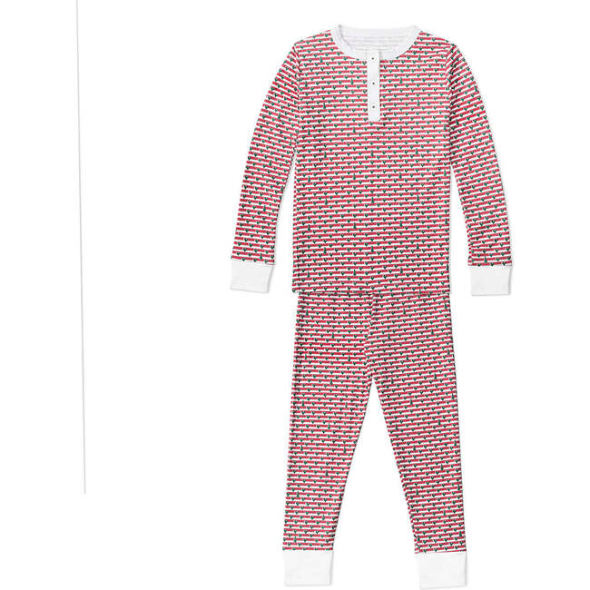 Chritmas Tree Stripe Two Piece Kids Henley Pajamas, Multi - Pajamas - 2