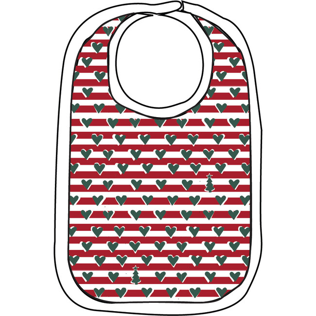 Christmas Tree Stripe Round Baby Bib, Multi - Bibs - 1