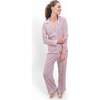 Christmas Tree Stripe Women's Button Front Long Pajama Set, Multi - Pajamas - 3