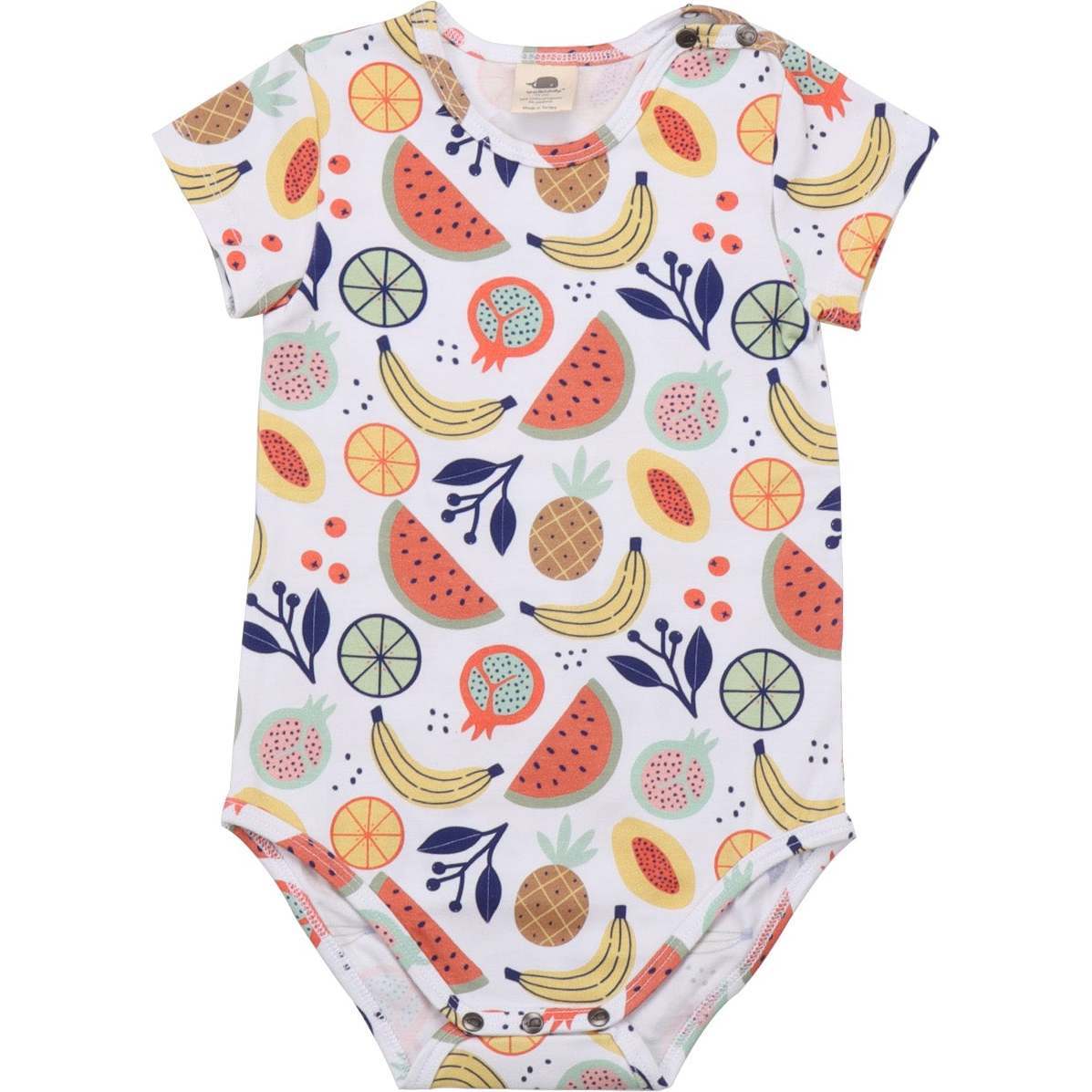 Short Sleeve Bodysuit, Cheerful Fruits - Onesies - 1