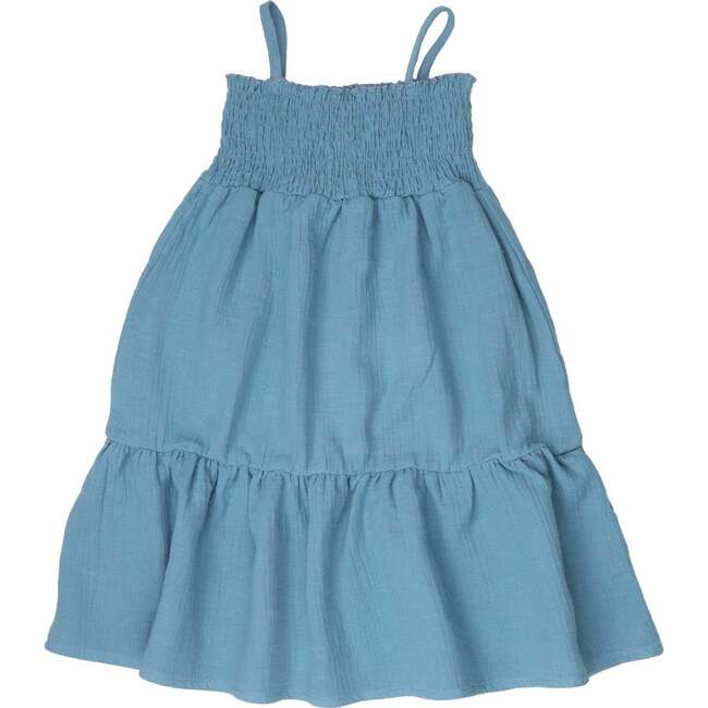 Strap Dress, Blue Muslin - Dresses - 2