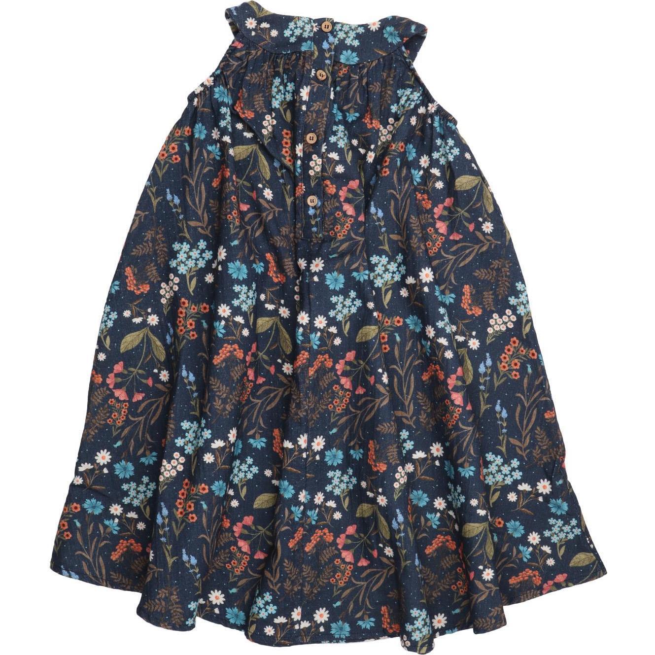 Muslin Tank Flared Dress, Floral Night - Dresses - 1