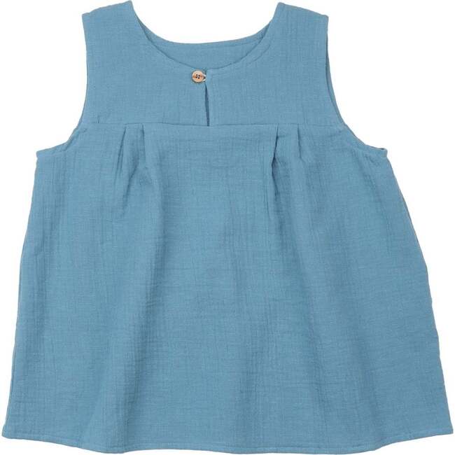 Blouse Top, Blue Muslin