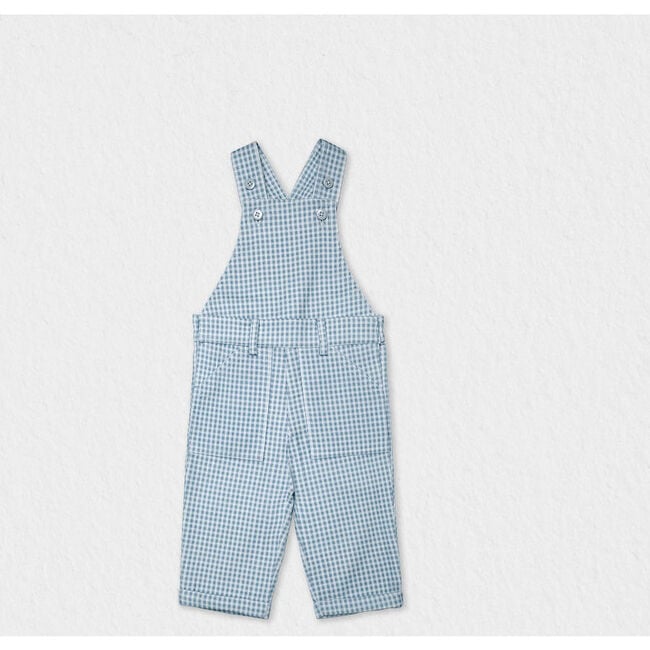 Augustin Baby Boy Dungaree, Sky Blue Check