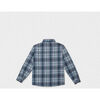 Achille Boy Cotton Shirt, Tartan Blue Burgundy - Shirts - 2