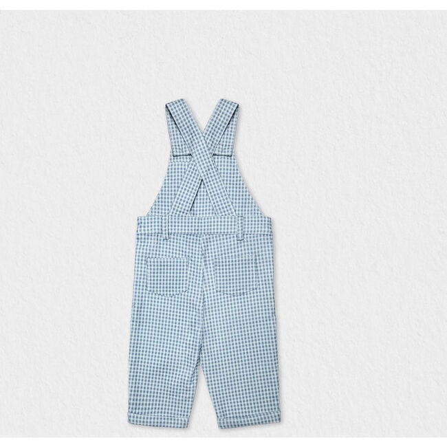 Augustin Baby Boy Dungaree, Sky Blue Check - Pants - 2