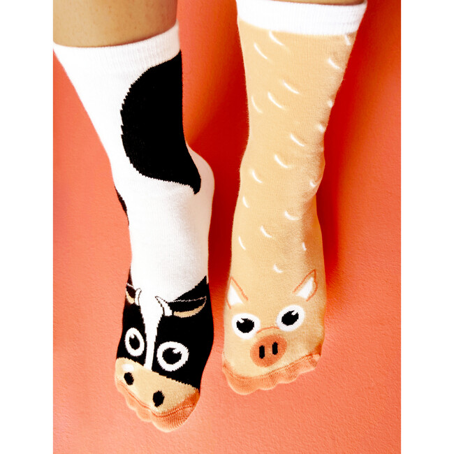 Cow & Pig Mismatched Animals Socks for Adults