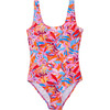 Women'S Sustainable Sleeveless Relaxing Fit Swimsuit, Blooming Sunset - One Pieces - 1 - thumbnail