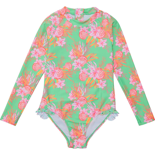 UPF50+ Sustainable Leg Frill Surf Suit, Coastal Shells