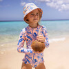 UPF50+ Sustainable High Neck Long Sleeve Leg Frill Surf Suit, Tropicana Vacay - One Pieces - 3