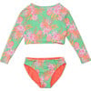 UPF50+ Sustainable Reversible Crop Long Sleeve UPF50+ Rash Top & Bottom Set, Coastal Shells - Two Pieces - 2