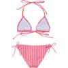 UPF50+ Sustainable Halter Neck Tie Front & Bottom Triangle Bikini, Stripy Sunset - Two Pieces - 2