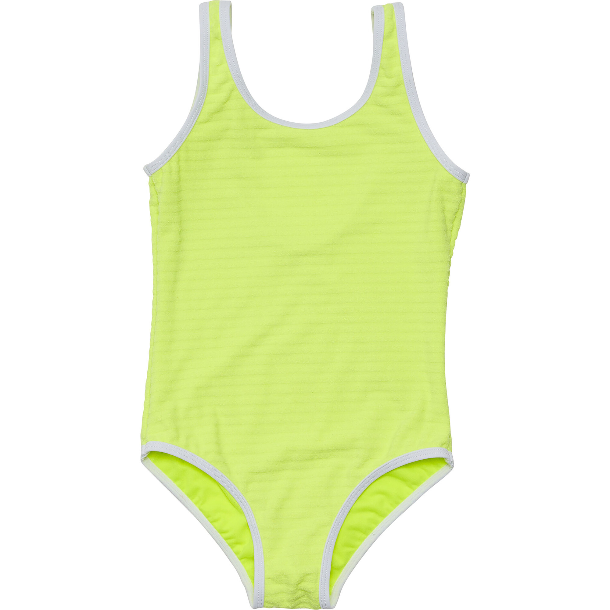 UPF50+ Scoop Neck Sleeveless Contrast Piped Swimsuit, Citron Zest - One Pieces - 1
