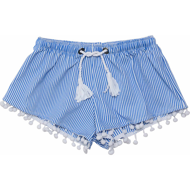 UPF50+ Pompom Lace Trim Drawstring Swim Shorts, Parisian Summer