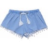 UPF50+ Pompom Lace Trim Drawstring Swim Shorts, Parisian Summer - Swim Trunks - 1 - thumbnail