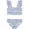 UPF50+ Scoop Neck Frilled Crop Bikini, Daisy Chain - Two Pieces - 1 - thumbnail