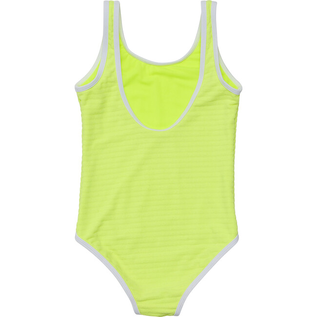 UPF50+ Scoop Neck Sleeveless Contrast Piped Swimsuit, Citron Zest - One Pieces - 2