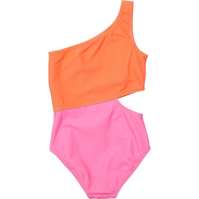 UPF50+ One Shoulder Side Cut-Out Swimsuit, Candy Colorblock - One Pieces - 2