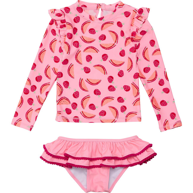 UPF50+ Long Sleeve Ruffle Set, Berry Sweet