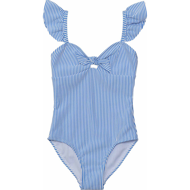 UPF50+ Frill Shoulder Front Knot Swimsuit, Parisian Summer