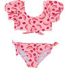 UPF50+ Knot Front Puff Sleeve Tie Knot Bikini, Berry Sweet - Two Pieces - 1 - thumbnail