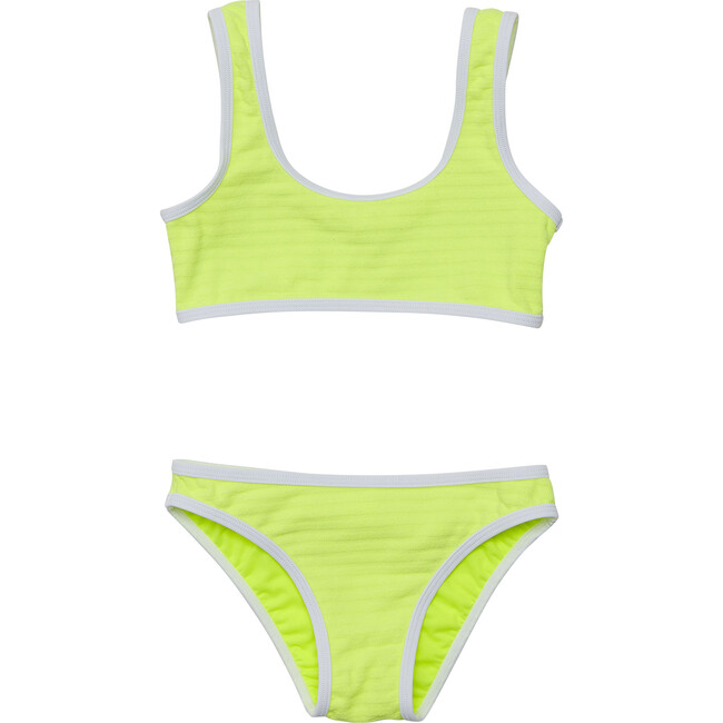 UPF50+ Contrast Piped Sleeveless Crop Bikini, Citron Zest