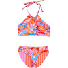 Sustainable Reversible Halter Tie Neck Bikini, Blooming Sunset - Two Pieces - 1 - thumbnail