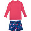 UPF50+ Contrast Long Sleeve Top & Short Set, Sailboat Rock - Two Pieces - 1 - thumbnail