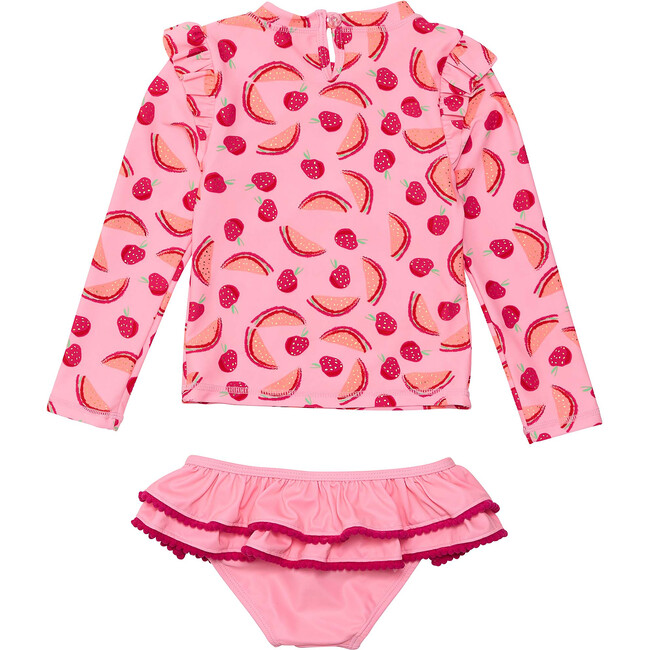 UPF50+ Long Sleeve Ruffle Set, Berry Sweet - Two Pieces - 2