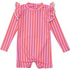 Sustainable Long Sleeve Sunsuit, Stripy Sunset - One Pieces - 1 - thumbnail